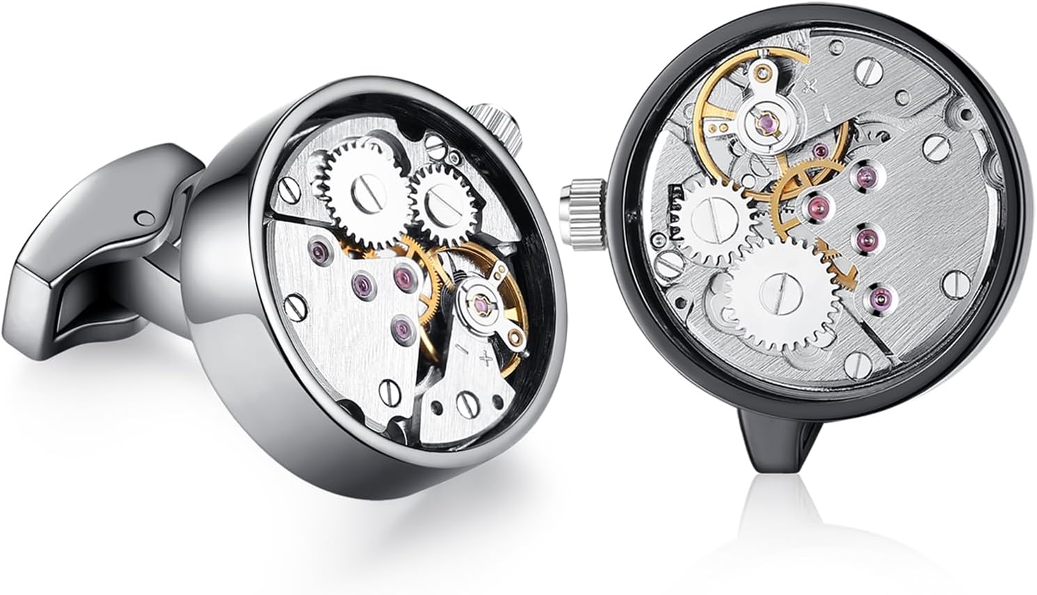 HONEY BEAR Mens Shirt Cufflinks Working Watch Movement for Wedding Business Gift