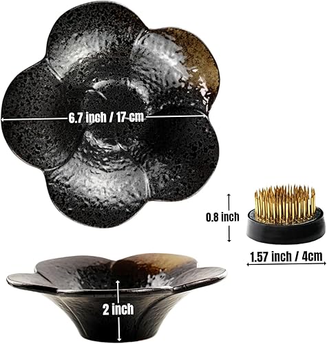 Miniatura 3 de Kit de jarrón japonés Ikebana de 6 pulgadas de cerámica Ikebana con rana floral de 1.575 in y herramienta correctora Kenzan 2 en 1