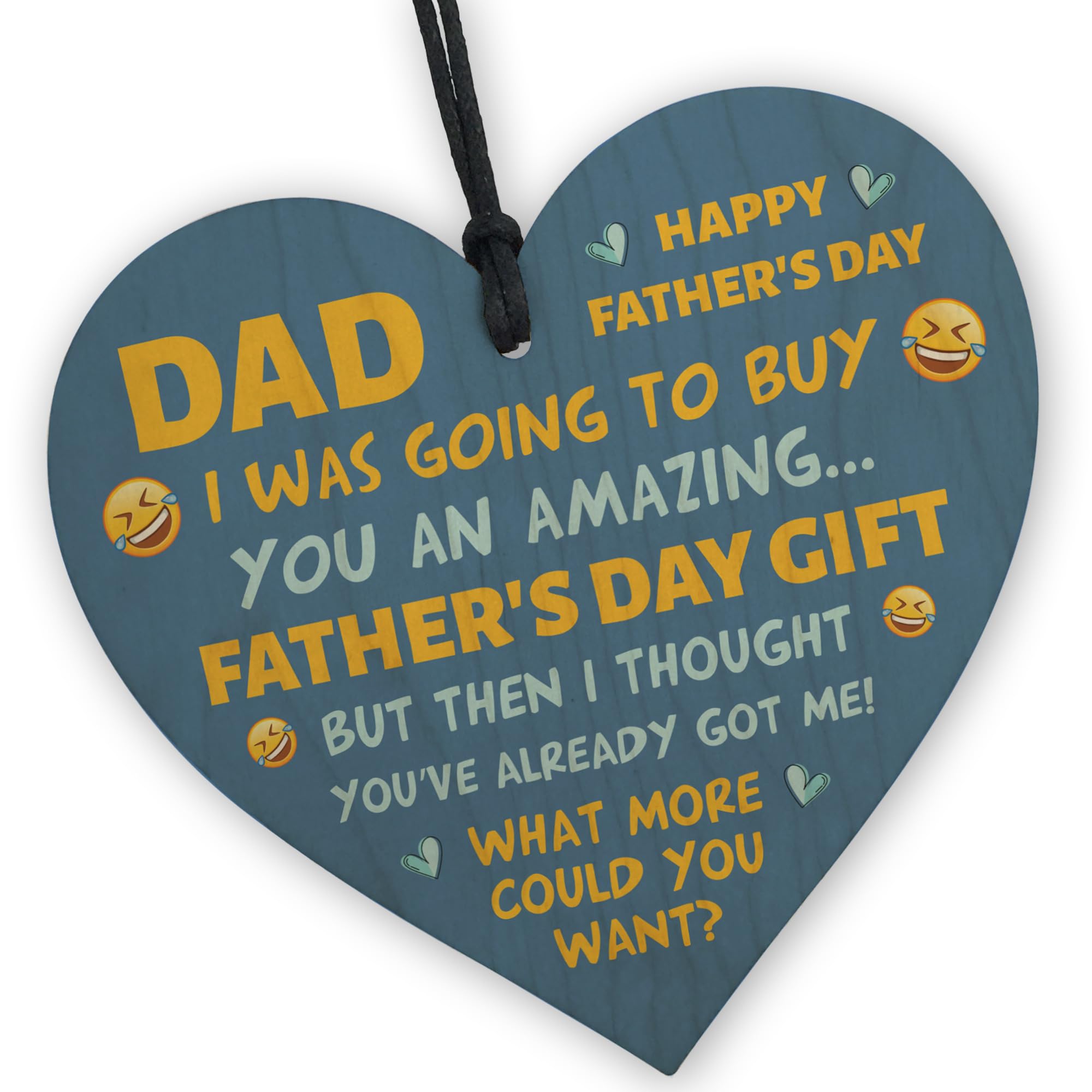 Red Ocean Dad For Fathers Day, Novelty Wooden Heart For Dad, Funny Fathers Day From Spn Daughter, Joke Dad For Him, Rude Father.