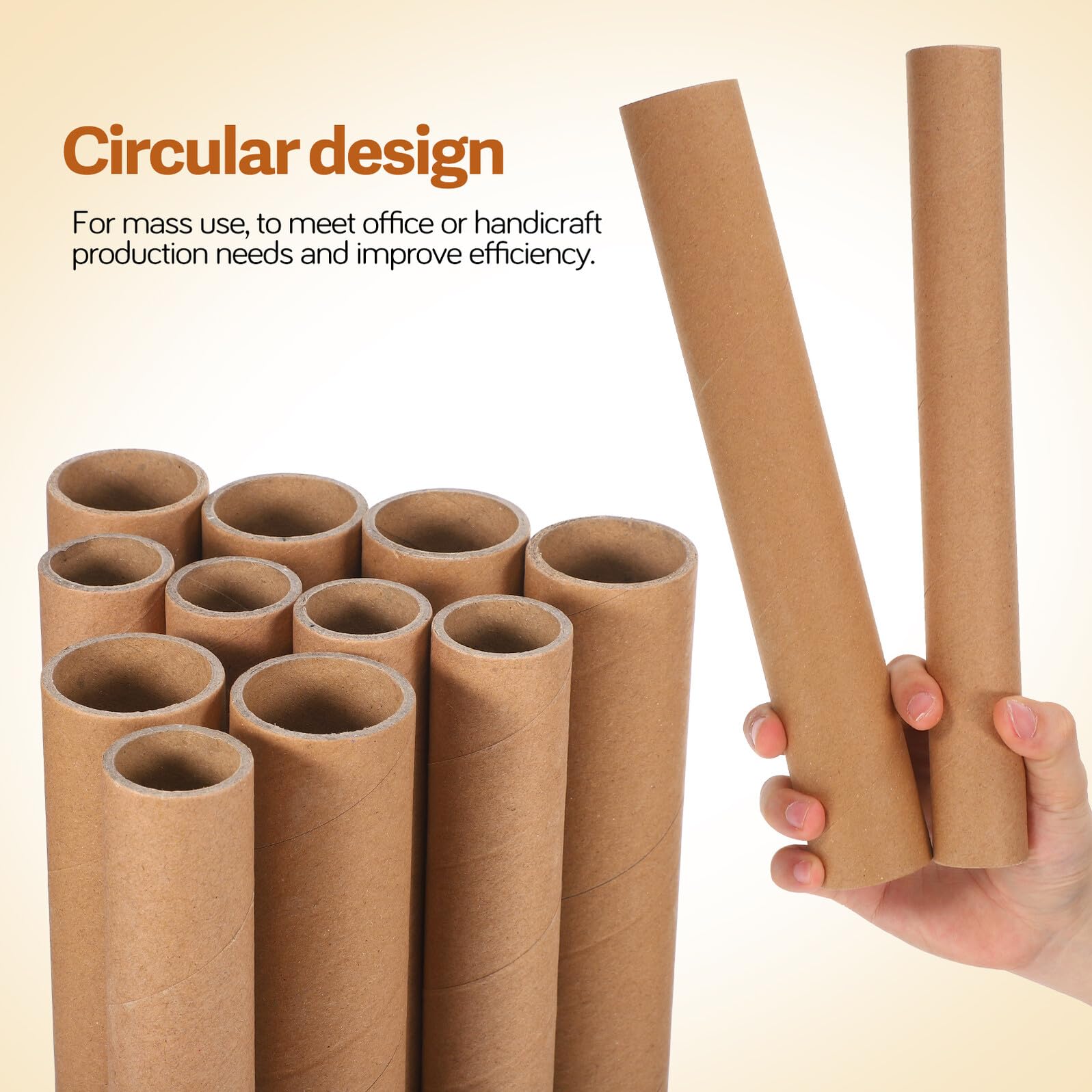 20 Stück-pack Runde Kraftpapier Röhren für Versandverpackungen | Beige, Zylindrische Form, Platzsparende Großpackung für Büro und Klassenzimmer