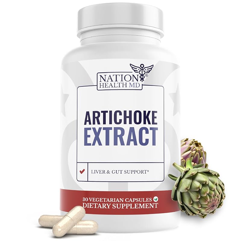 NATION HEALTH MD – Suplemento de Alcachofra 500 mg – 30 cápsulas