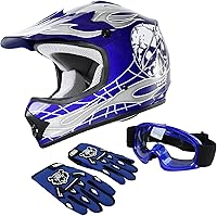Vista 17 de XFMT - Juego de casco DOT con gafas y guantes para motocross, cuatrimoto y vehículos todoterreno para niños y jóvenes, diseño de araña roja, talla XL