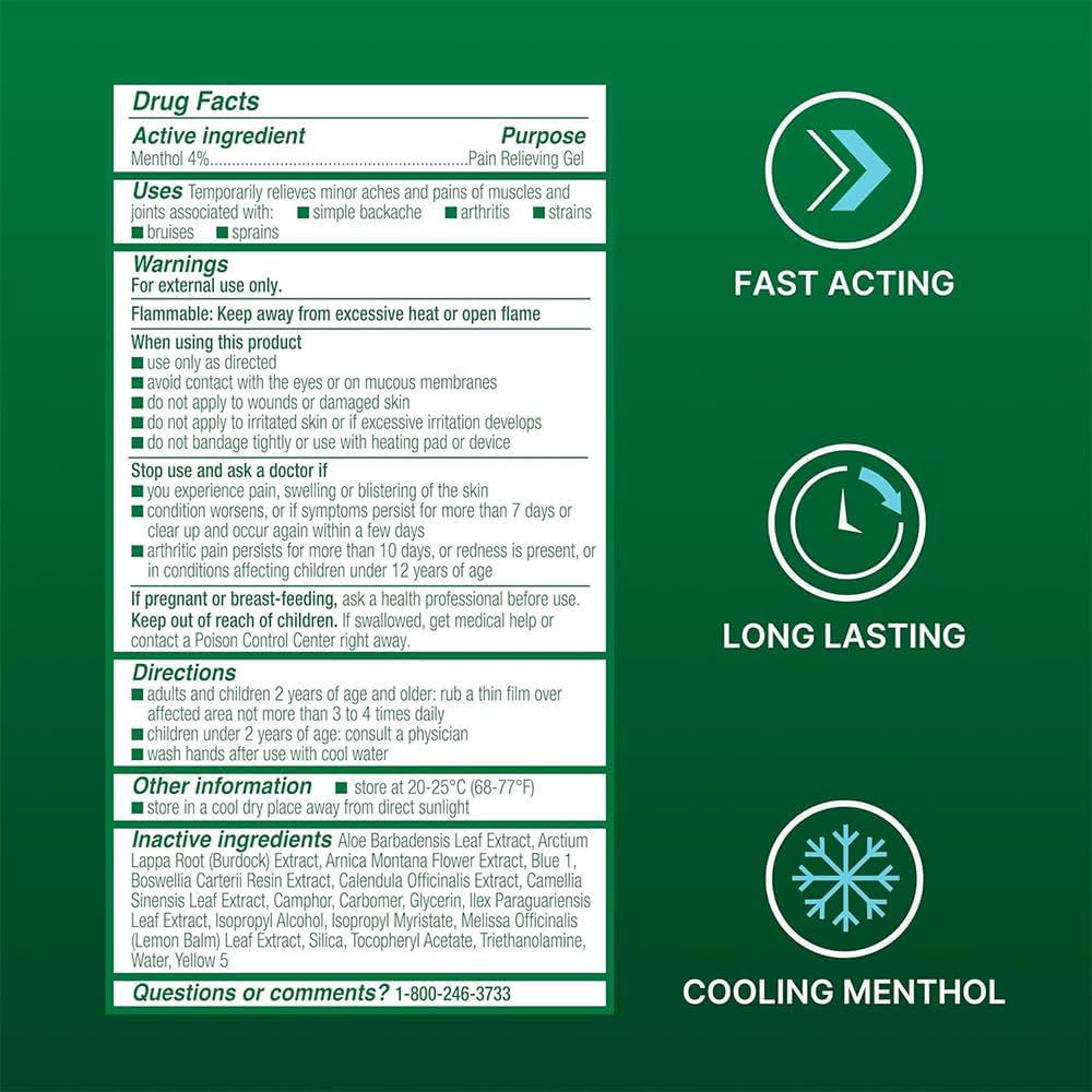 Biofreeze Menthol Pain Relieving Gel Colorless Gel 3 FL OZ Tube for Pain Relief Associated with Sore Muscles, Arthritis, Simple Backaches, and Joint Pain (Packaging May Vary)