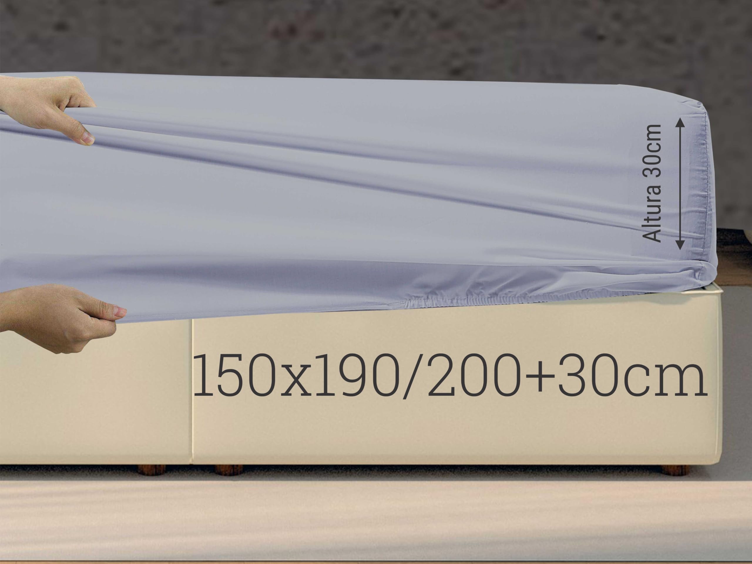 Juegos de Sabanas 150x200CM 3 Piezas 100% Algodón 144 Hilos Ajuste preciso colchon 30CM De Altura Suaves Transpirables Lavables Diarias Cama Ropa Hogar Dulce Gris 1 Funda Almohada