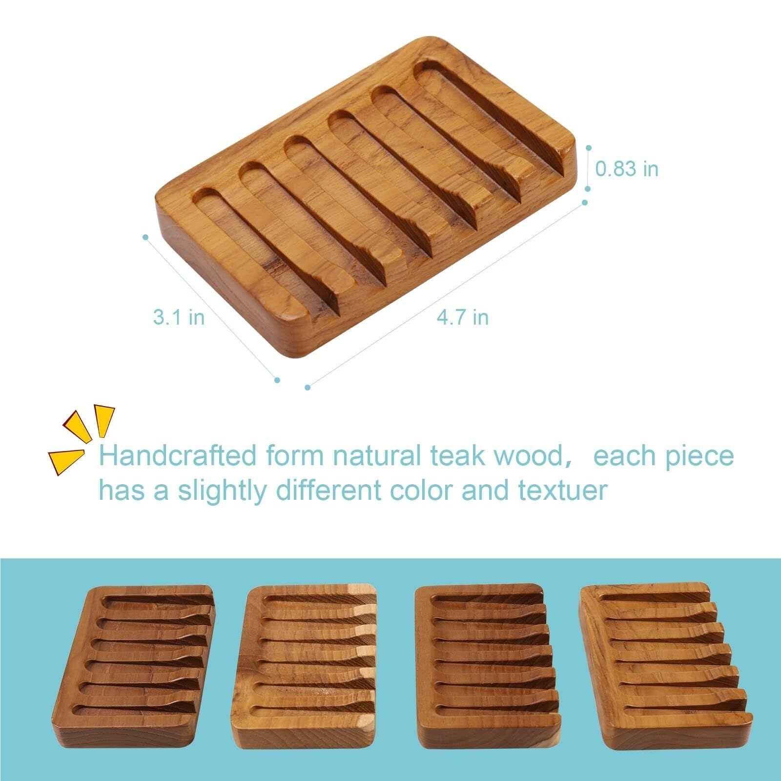 Jaboneras Jabonera de Barra con diseño Cascada Inclinada, Madera Teca Nuevos artículos Esenciales para el hogar