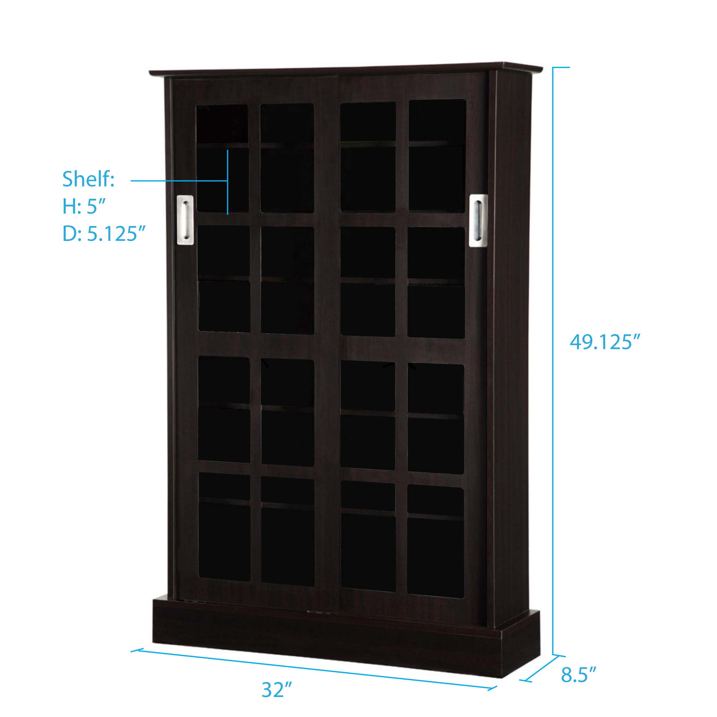 Atlantic Windowpane Media Storage with Tempered Glass Pane