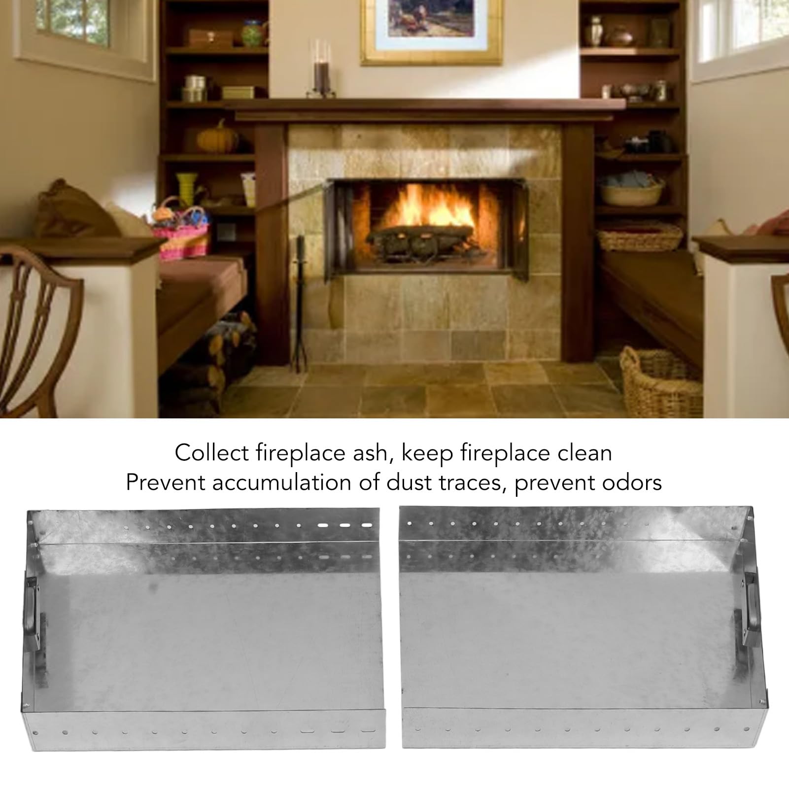 Zerodis Bandeja Extensible para Chimenea, Cenicero Ajustable de Acero Galvanizado con Asas Soporte para Brasas para el Hogar y la Sala de Estar