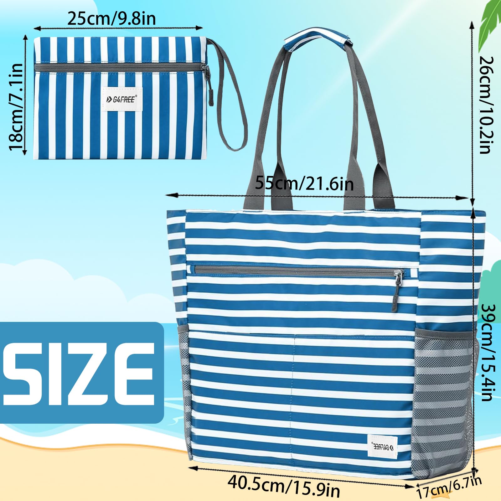 Bolsa de Playa Mujer, Grande y Pequeña Bolsa de Playa, para Playa, Viajes, Daily Pool Gym, Lightweight Shopping Grocery Bag