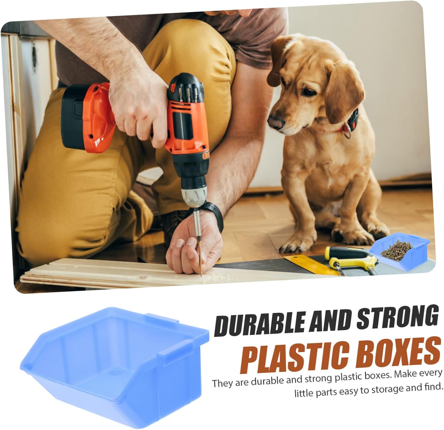 TEHAUX 2sets Plastic Nesting Shelf Storage Boxes for Organizing Tools Stackable Easy to Assemble Versatile Parts Storage for Home Garage and Workshop 6pcs*2