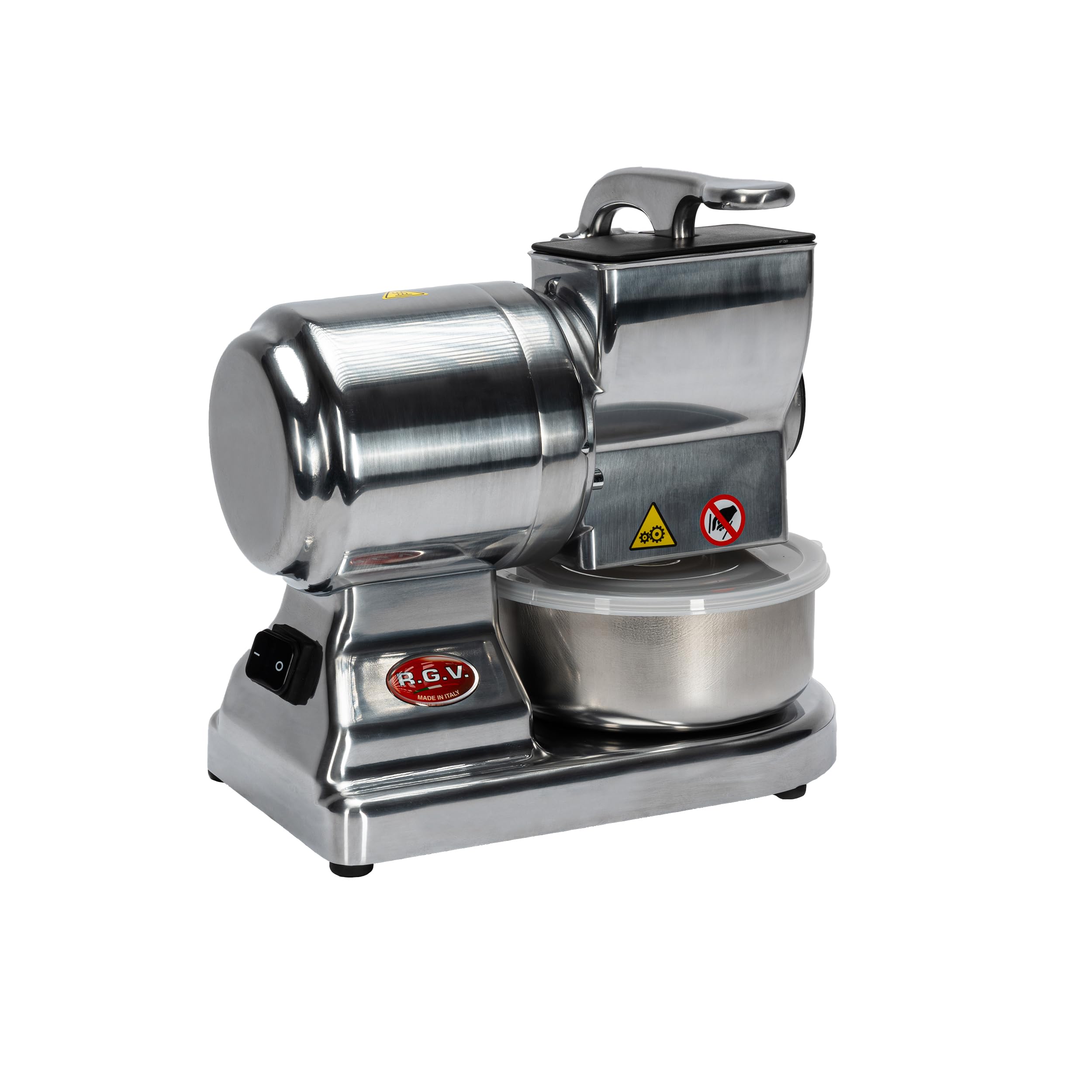 RGV Grattugia Maxi Essential - Grattugia Elettrica con Rullo in Acciaio Inox – Struttura in Alluminio, Bacinella in Acciaio, Rullo Estraibile Lavabile in Lavastoviglie