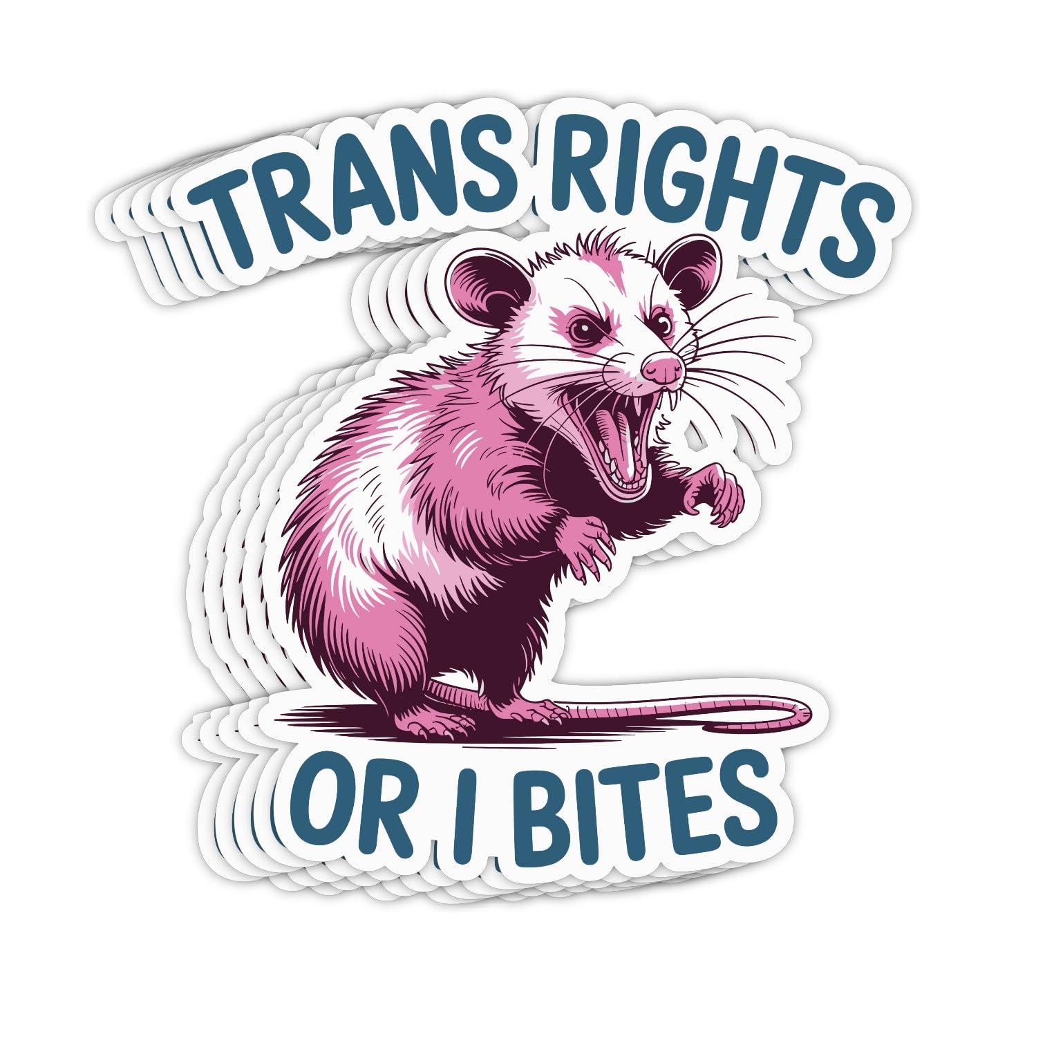 Photo 1 of (5 PCS) Trans Rights Or I Bites Sticker 3 inch, Protect Trans Kids Sticker, Feminist Liberal LGBTQ Sticker, Waterproof Vinyl Decal for Laptop, Water Bottles, Car, Helmet Gifts