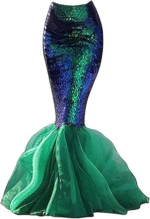Acrawnni Women's Mermaid Long Tail Costume Sequin Maxi Skirt Cosplay Halloween Costume Dress Adult Role Play Party Costumes