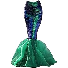 Acrawnni Women's Mermaid Long Tail Costume Sequin Maxi Skirt Cosplay Halloween Costume Dress Adult Role Play Party Costumes