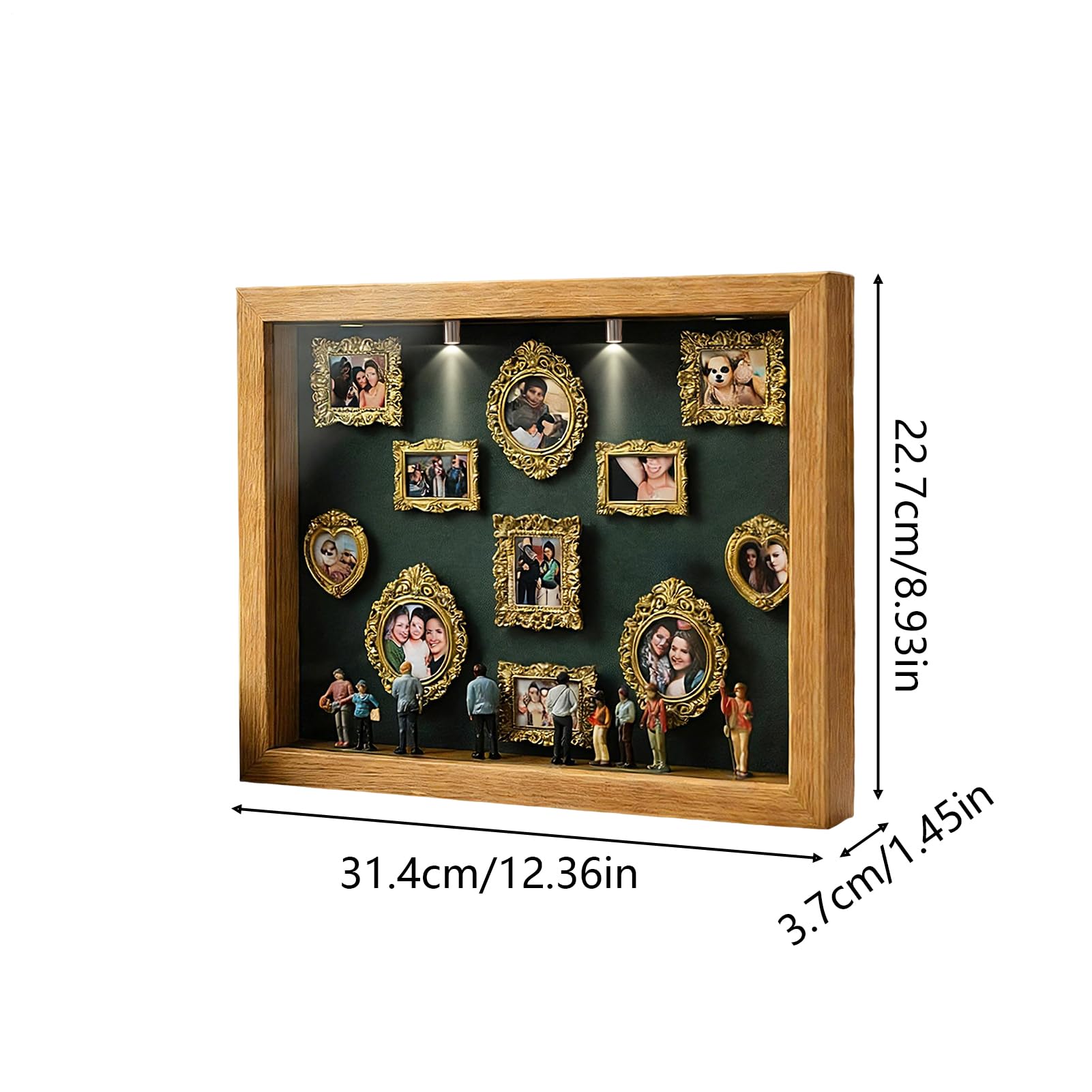 Mini Museo Scatola Silhouette Fai Da Te, Scatola Museo Cornice Foto Con Figure, 2026 New Dotata 11 Mini Cornici Dorate 8 Personalizzata Statuette, Per Matrimoni, Decorazione Casa E Compleanni