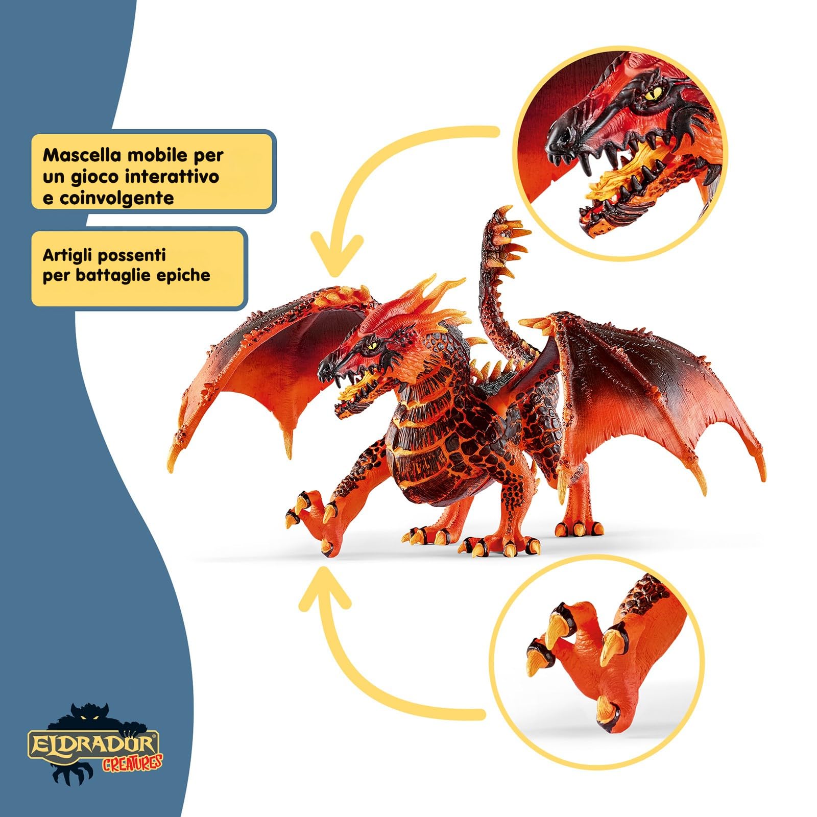 SCHLEICH ELDRADOR Creatures | Drago di Lava 70138 | Figura mostruosa ELDRADOR con mascella e Ali mobili | Giocattolo Fantasy per Bambini dai 7 Anni | Idea Regalo | 20 x 14 x 15 cm