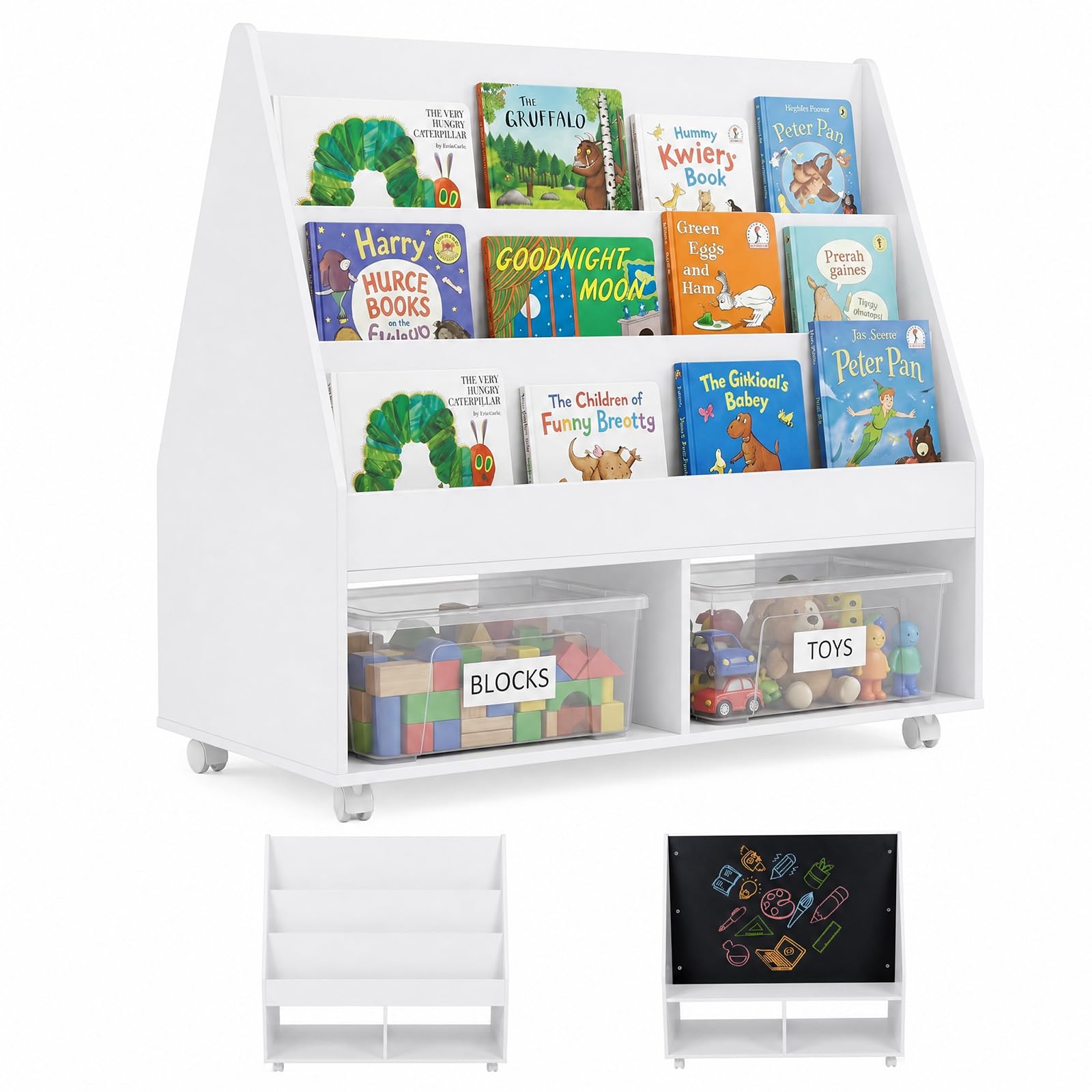 RELAX4LIFE Libreria Montessoriana per Bambini con Lavagna (Bianco)