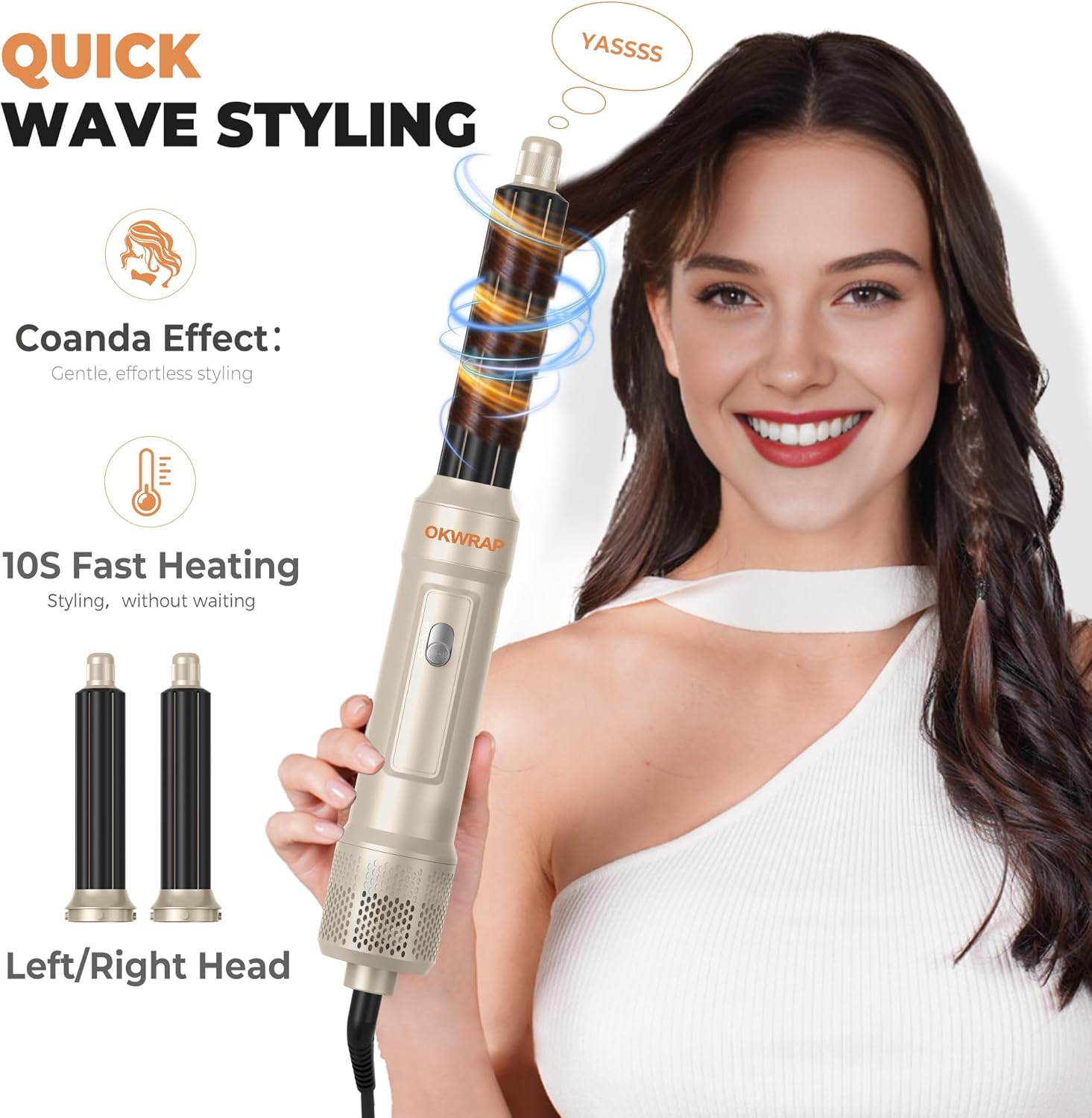 6 in 1 Blow Dryer Brush, Upgrade Hair Dryer Brush Set Negative Ion Air Styler Curling Wrap Air Curler, Hot Air Brush Curling Iron Hair Styling Tools As A Gift for Straight/Curl/Dry/Smooth