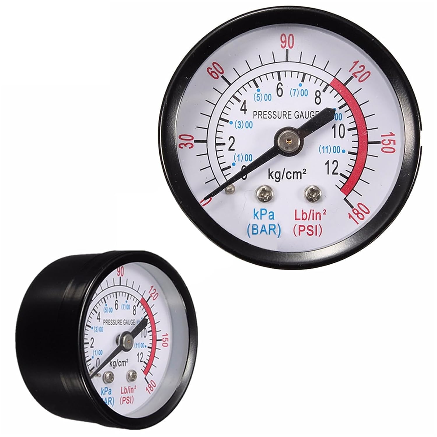 Air Pressure Gauge 50mm 1/4" for BSPT Thread 0-180PSI 0-12Bar Dial Hydraulic Pressure Gauge Meter Manometer