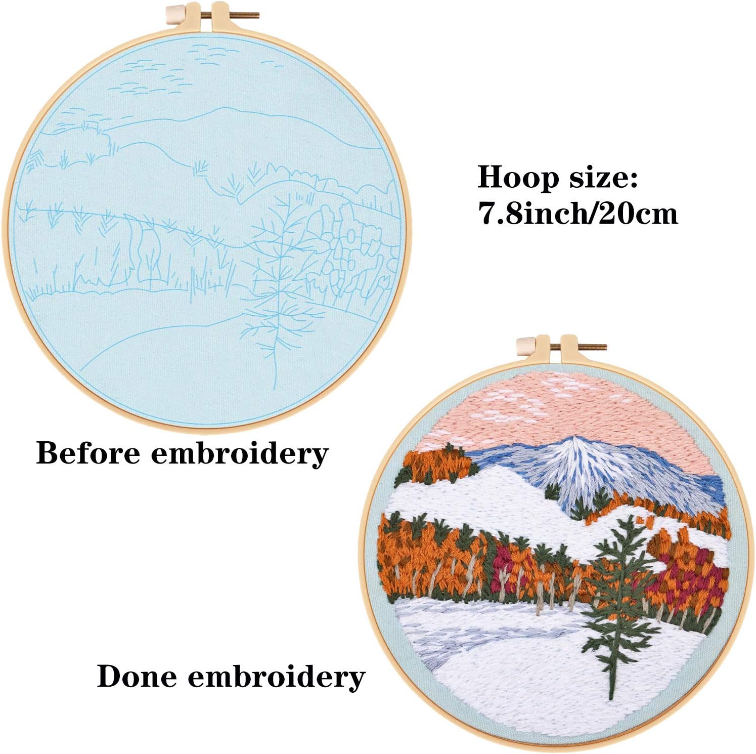 4Pack Embroidery Starter Kit with Pattern and Instructions, DIY Beginner Starter Stitch Kit Include 1Embroidery Hoop,4 Embroidery Clothes with Plants Flowers Pattern,Color Threads (Embroidery Kit-I)