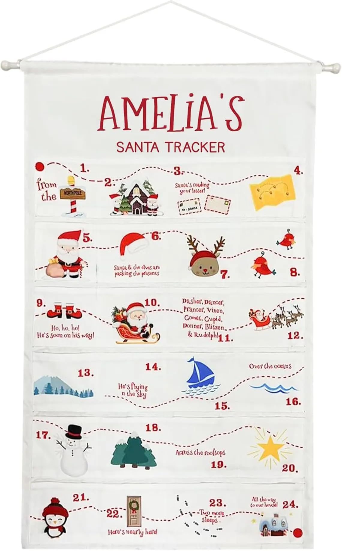Personalised Advent Calendar Empty, Fill Your Own Advent Calendar Hanging Santa Tracker Fillable Size Large Calender