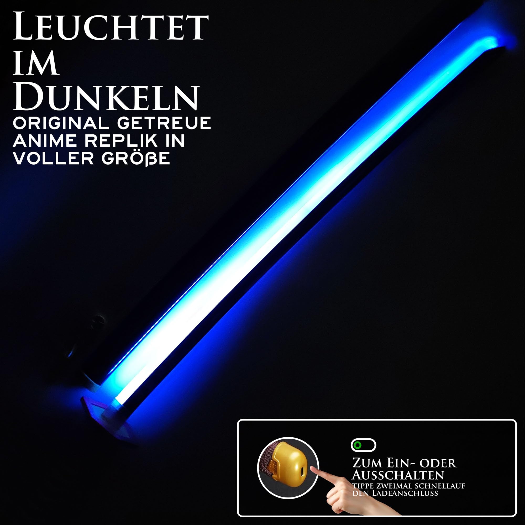 Demon Slayer - Schwert, Lichtschwert, Laserschwert, Lightsaber, Katana LED, Samurai Sword mit LED Klinge mit Scheide, Animefans, Anime Cosplays, für Erwachsene und Kinder (Giyuu Tomioka)