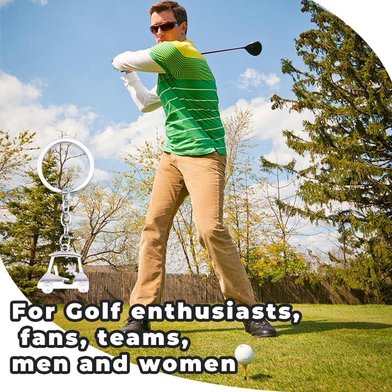 YALLNASL Golf Cart Keychain Silver Gold Golf Bag Accessories Charms for Women Men Golf Lovers Birthday Christmas Gift Ideas - Image 4