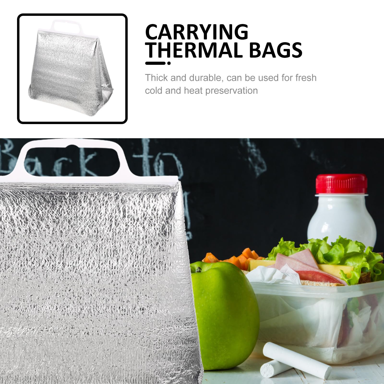 10 Stück Isolierte Tragetaschen mit Großer Kapazität Faltbare Thermotaschen aus Verschleißfestem Material Leichte Lebensmittelbeutel zum Mitnehmen für Heiße und Kalte Speisen