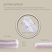 Vista 3 de Bolsas de malla extra grandes para ropa delicada, 2 bolsas de lavandería duraderas Jumbo XXL, bolsas de malla con lazo para colgar. Segura para ropa