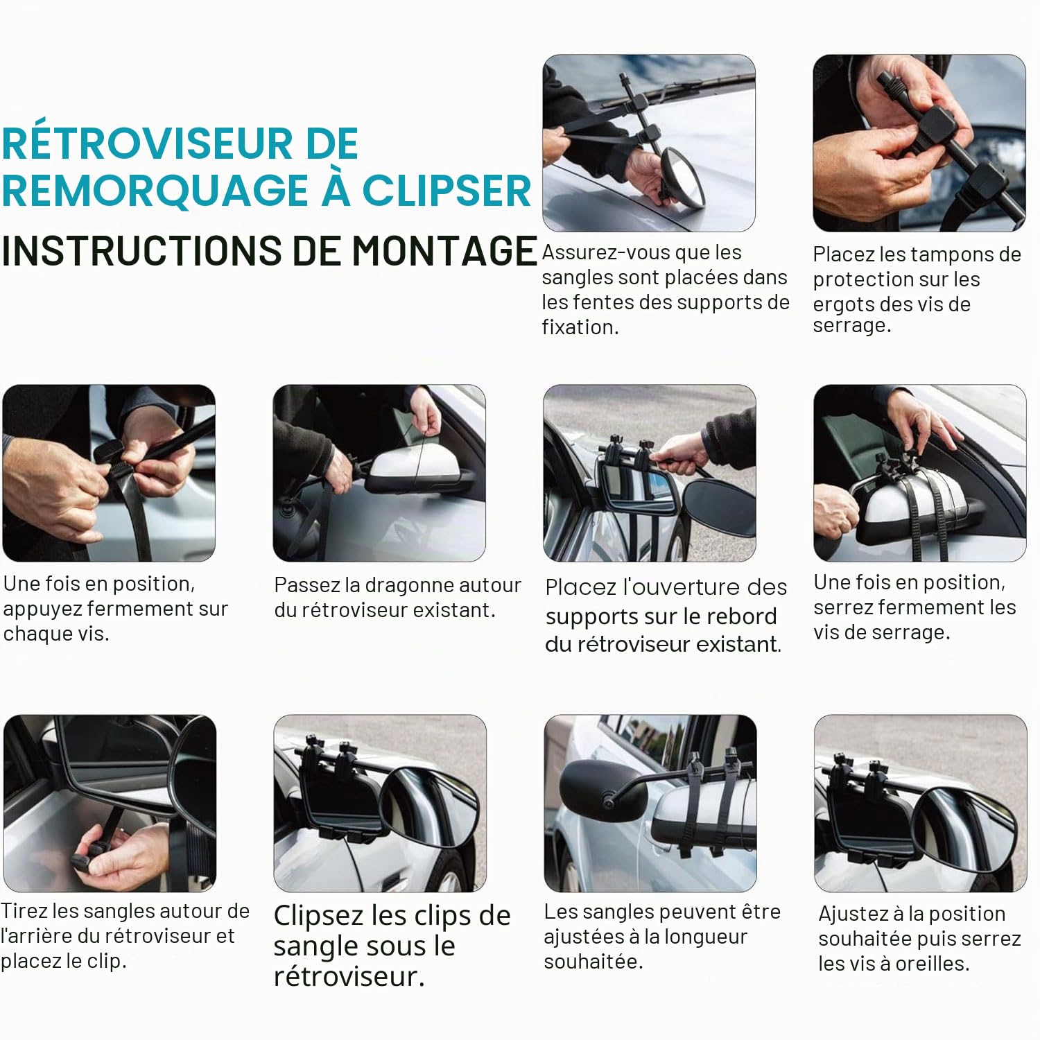 Sunshine smile Lot de 2 rétroviseurs universels pour caravane, caravane, remorquage, caravane, pour tous les types de véhicules courants, SAKHIOHIO6546798