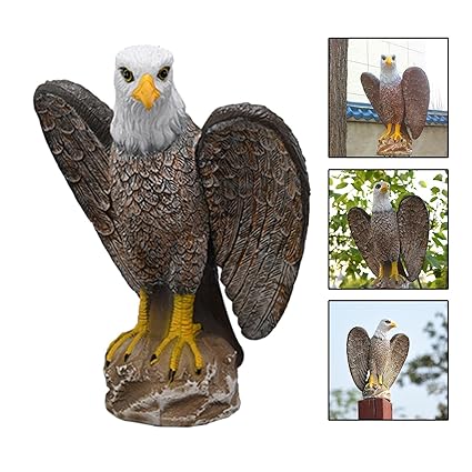 SILNOVO 1 Piece Eagle Decoy Solar Bird Deterrent Statue Lawn Decoration Pest Control (60039377FEZ)