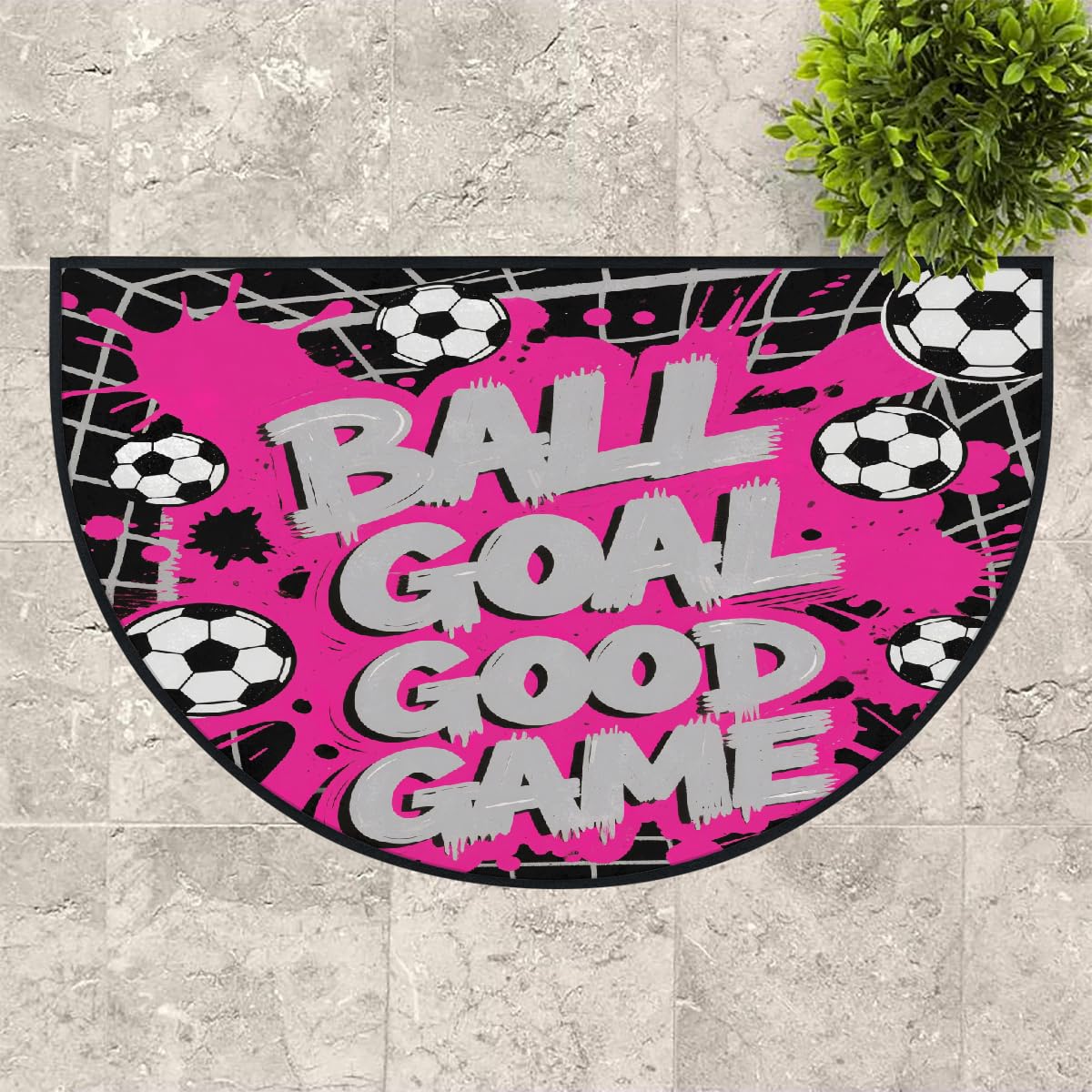 Große halbrunde Fußmatte, Fußballtor, rutschfest, saugfähig, halbrund, Eingangsbereich, niedlich, weich, halbrund, waschbar, Teppich für Küche, Badezimmer, Schlafzimmer, 160 x 100 cm