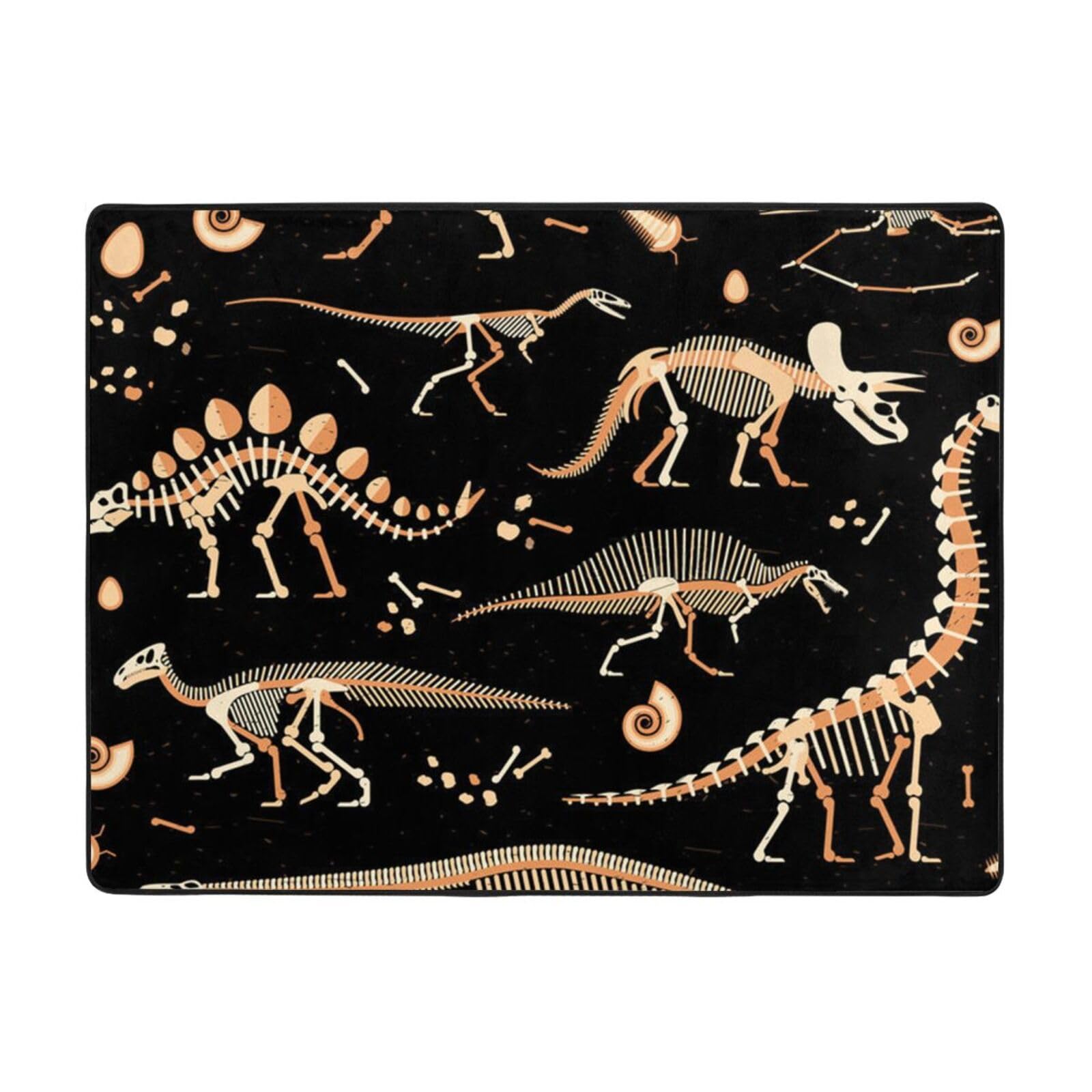 Tapis dinosaure antidérapant en flanelle grand format pour déco salon