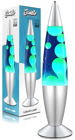 JAMBO 16 Beautiful Lamp- Blue with Yellow Green Wax Relaxing Liquid Light Night Light Nightlight Home Decor Living