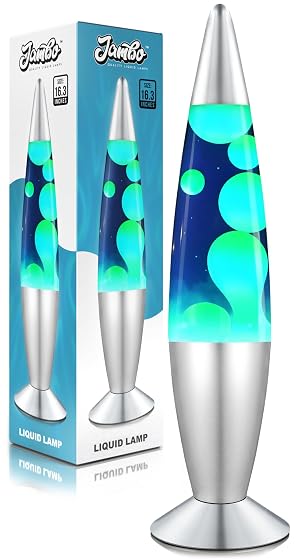 JAMBO 16 Beautiful Lamp- Blue with Yellow Green Wax Relaxing Liquid Light Night Light Nightlight Home Decor Living