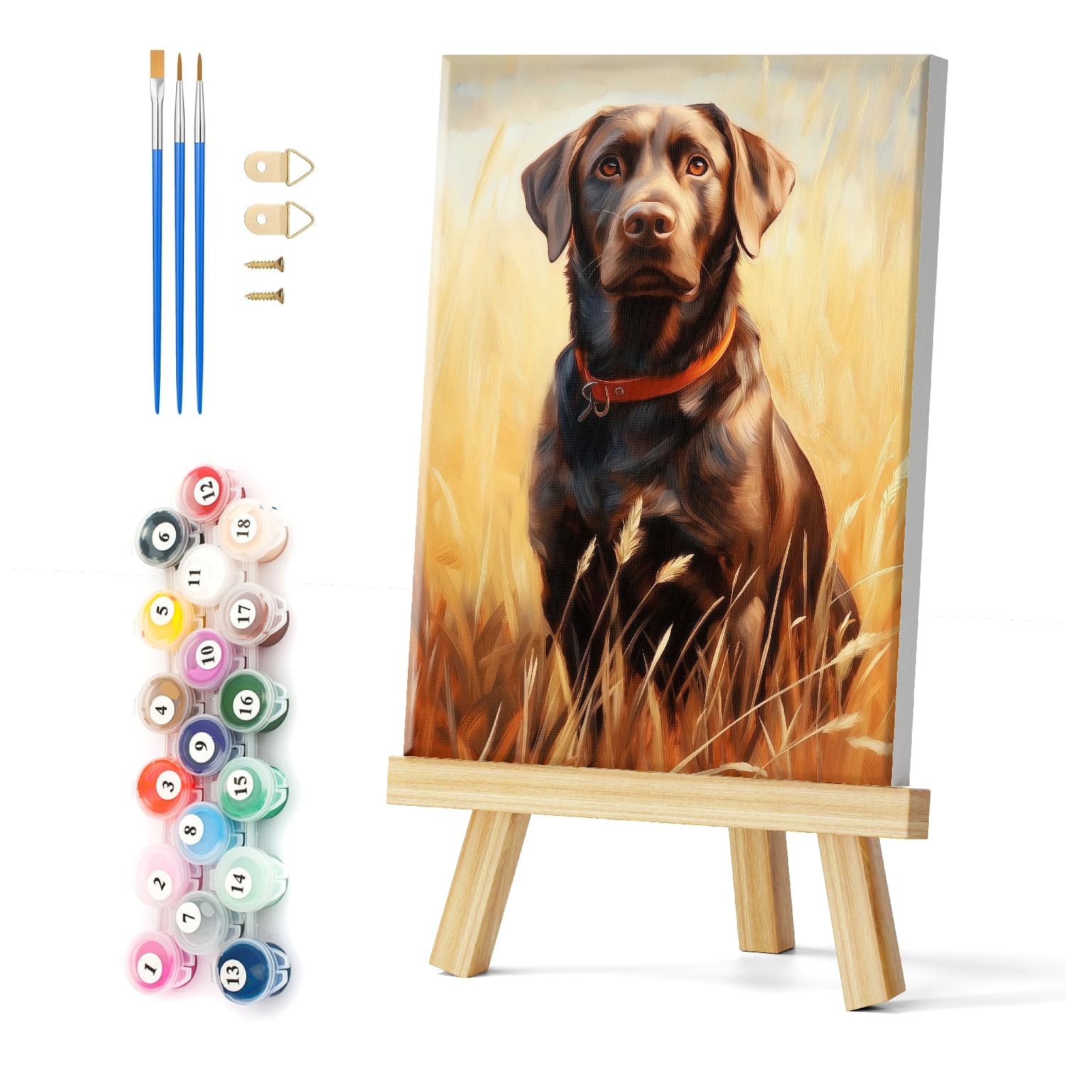 Natuyalo Framed Paint by Numbers Kit for Adults Beginner, Black Dog Adult Paint by Number Kits on Canvas with Frame, Animals Acrylic Paint by Numbers