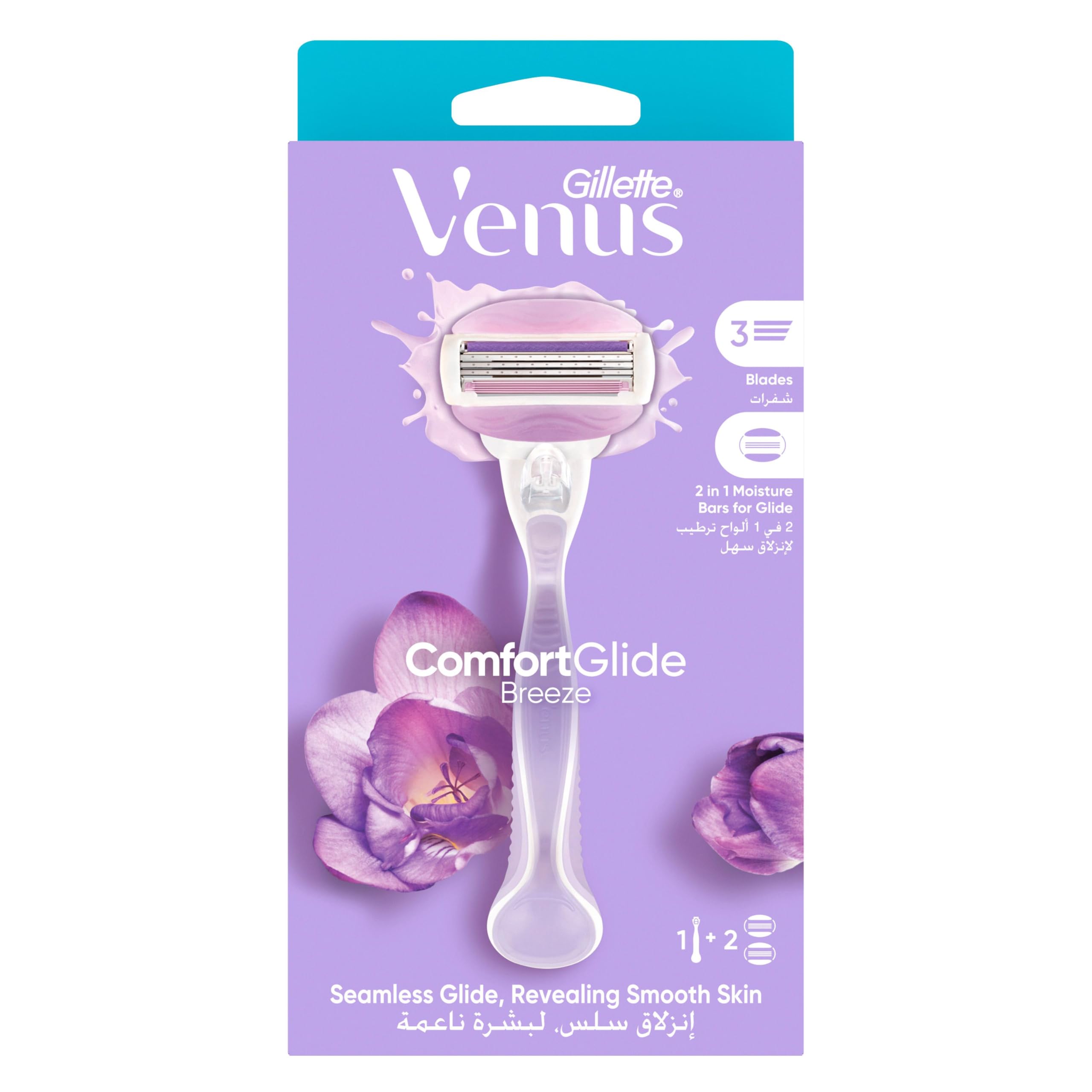 Venus ComfortGlide SPA Breeze Woman's Refillable Razor: 1 Handle +2 Blade Refill