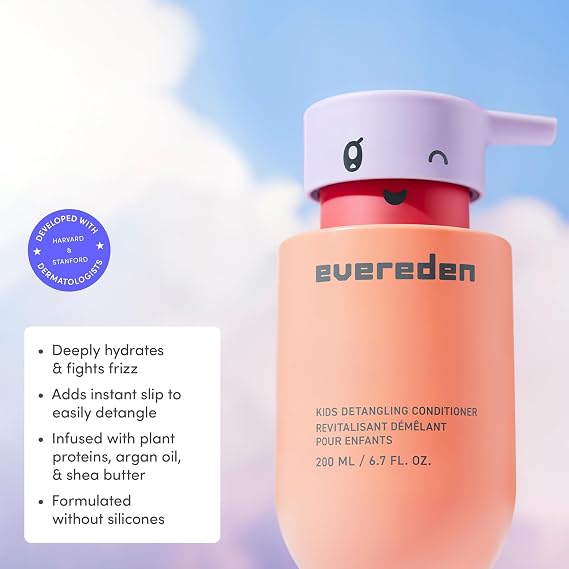 Evereden Kids Detangling Conditioner, Dermatologist-Tested, EWG Verified | Children's Haircare for Silky Smooth Hair, Clean, Vegan, Silicone & Sulfate-Free, Kids Hair Conditioning, 6.7 fl oz