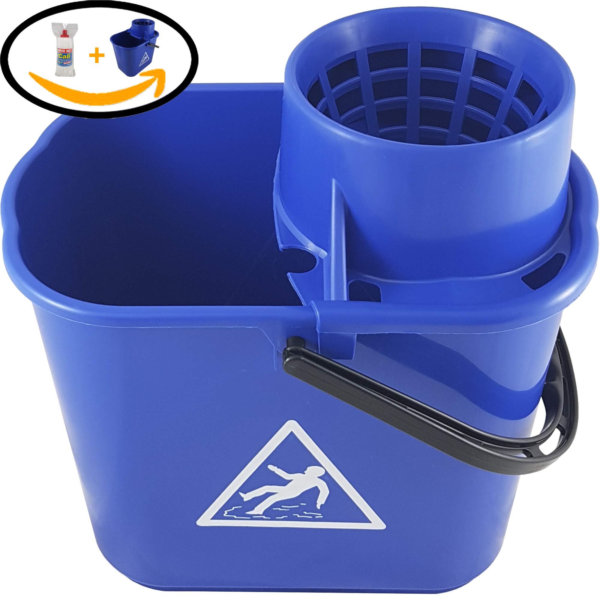 Fregona de Microfibras Super Net Cali con Cubo (210 Gramos, Pack 1 Fregona y Cubo 14 L. Azul)