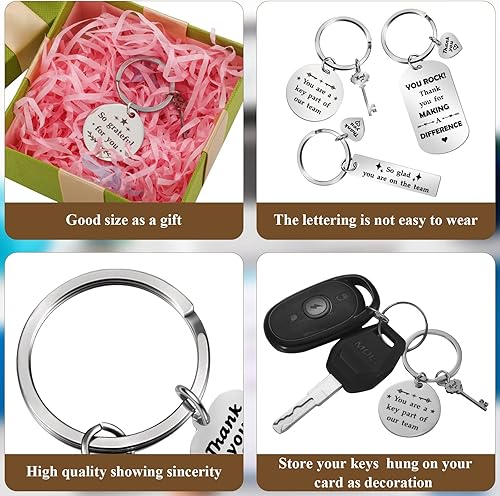 Vista 10 de Kathfly 12 llaveros motivacionales de agradecimiento para compañeros de trabajo para empleados, compañeros de trabajo, trabajadores sociales, 12