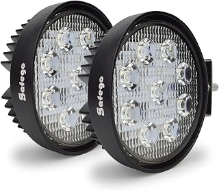 Safego LED Pods Light Bar 4 Inch 27W Round Led Work Light Lamp Driving Fog Lights for Truck Offroad 4X4 Atv Tractor 60 Degree Flood Beam 12V 24V Pack of 2