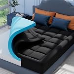 ELEMUSE Queen Cooling Mattress Topper for back pain, Extra Thick Mattress pad Cover, Plush Soft Pillowtop with Elastic Deep Pocket, Overfilled down alternative filling