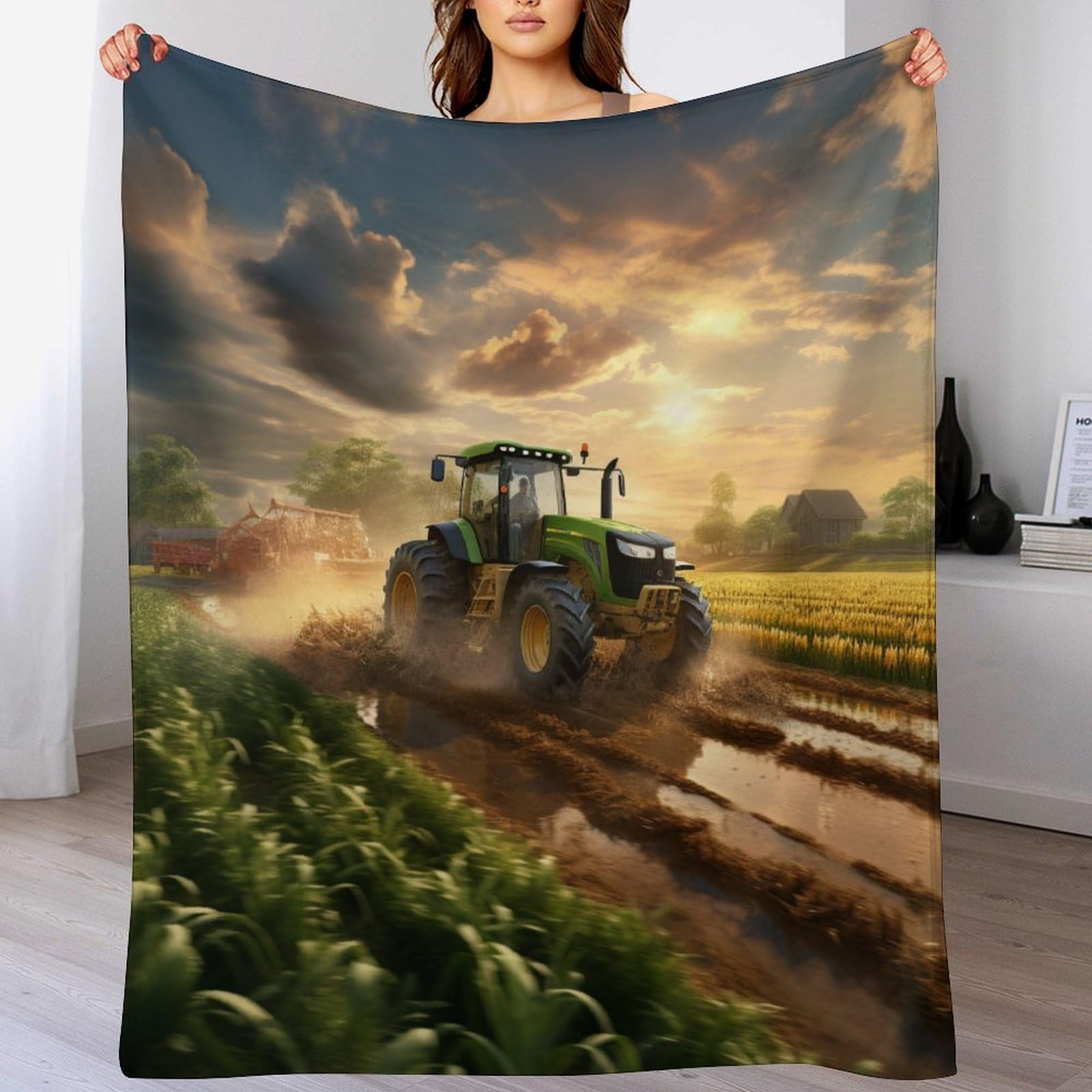 Plaid tracteur en flanelle premium : une couverture douce et résistante pour vos moments repos