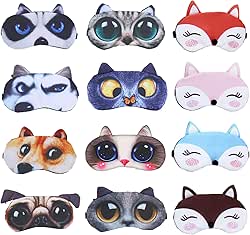 EBaokuup 12 Pack Animal Sleep Eye Mask - Soft Funny