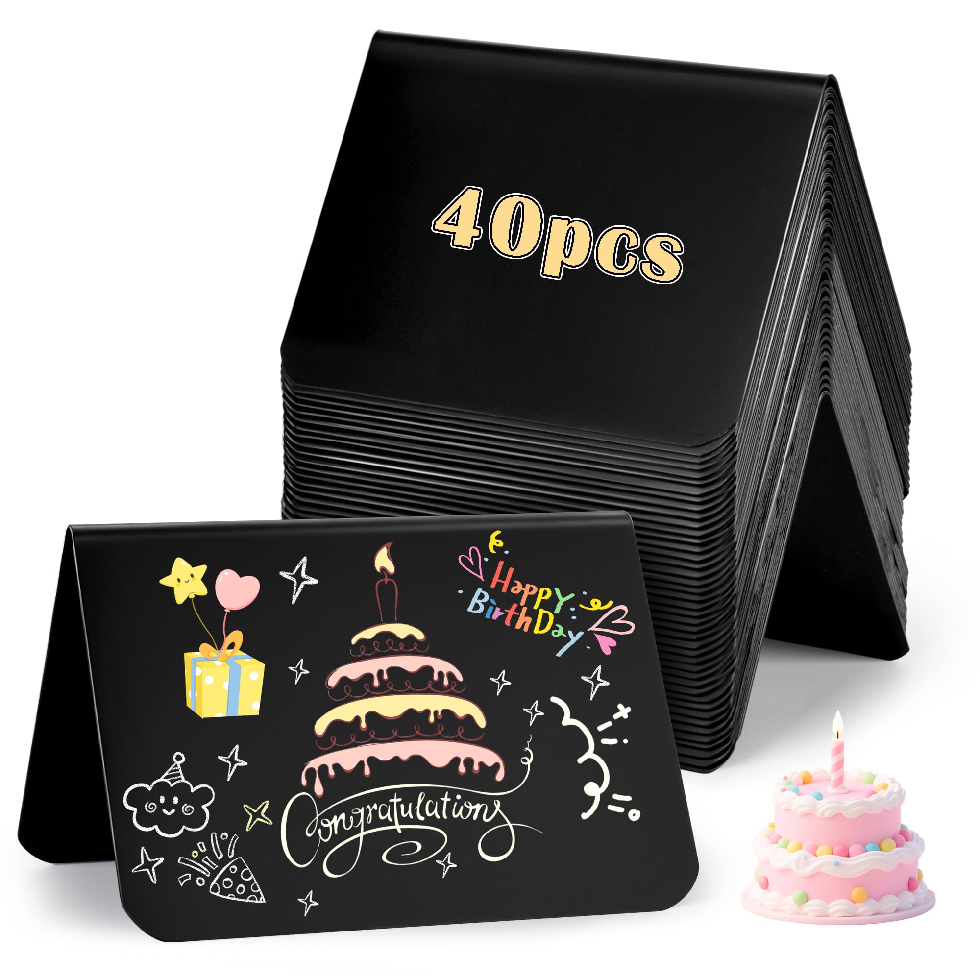 40 PCS Mini Chalkboard Signs, Small Chalk Boards, Reserved Signs for Tables, Mini Blackboards for Food, Party, Birthday, Restaurant