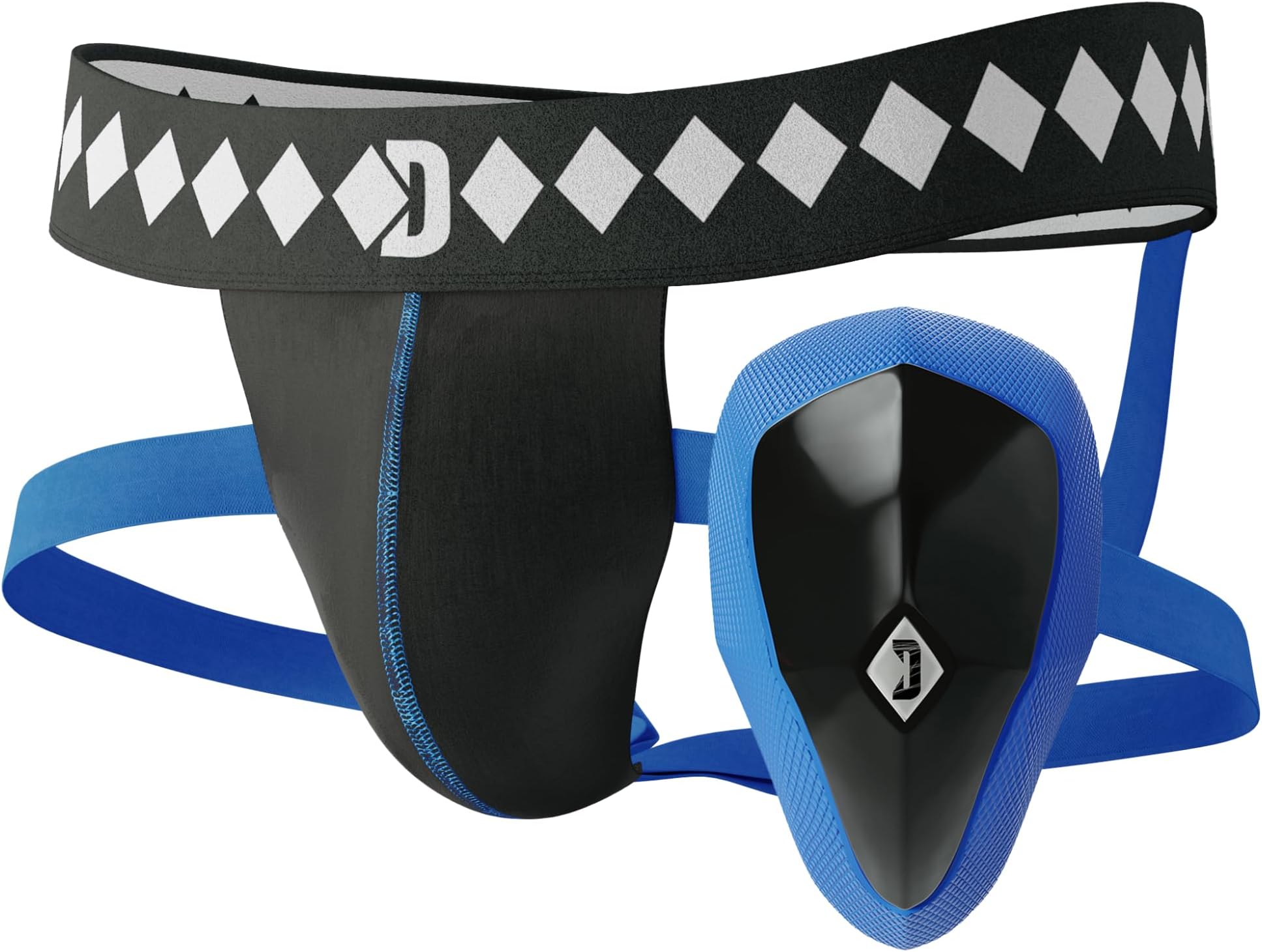 Diamond MMA Quad Strap Jock System with Athletic Cup - Shift-Proof Jock Strap and Cup for Men - Groin Protection for Baseball, Hockey, Football, Lacrosse & Combat Sports