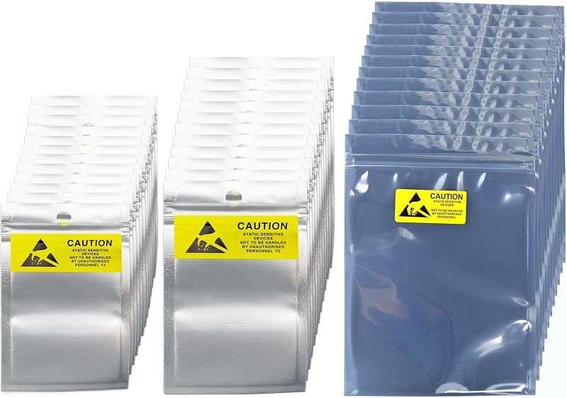 Bolsas antiestáticas de varios tamaños, 36 Uds., bolsa ESD con protección resellable | Bolsas antiestáticas con cierre de cremallera Bolsas antiestáticas para almacenamiento y transporte de dispositivos electrónicos (3,15*5,1/3,94*5,9/5,9*7,87 pulgadas)