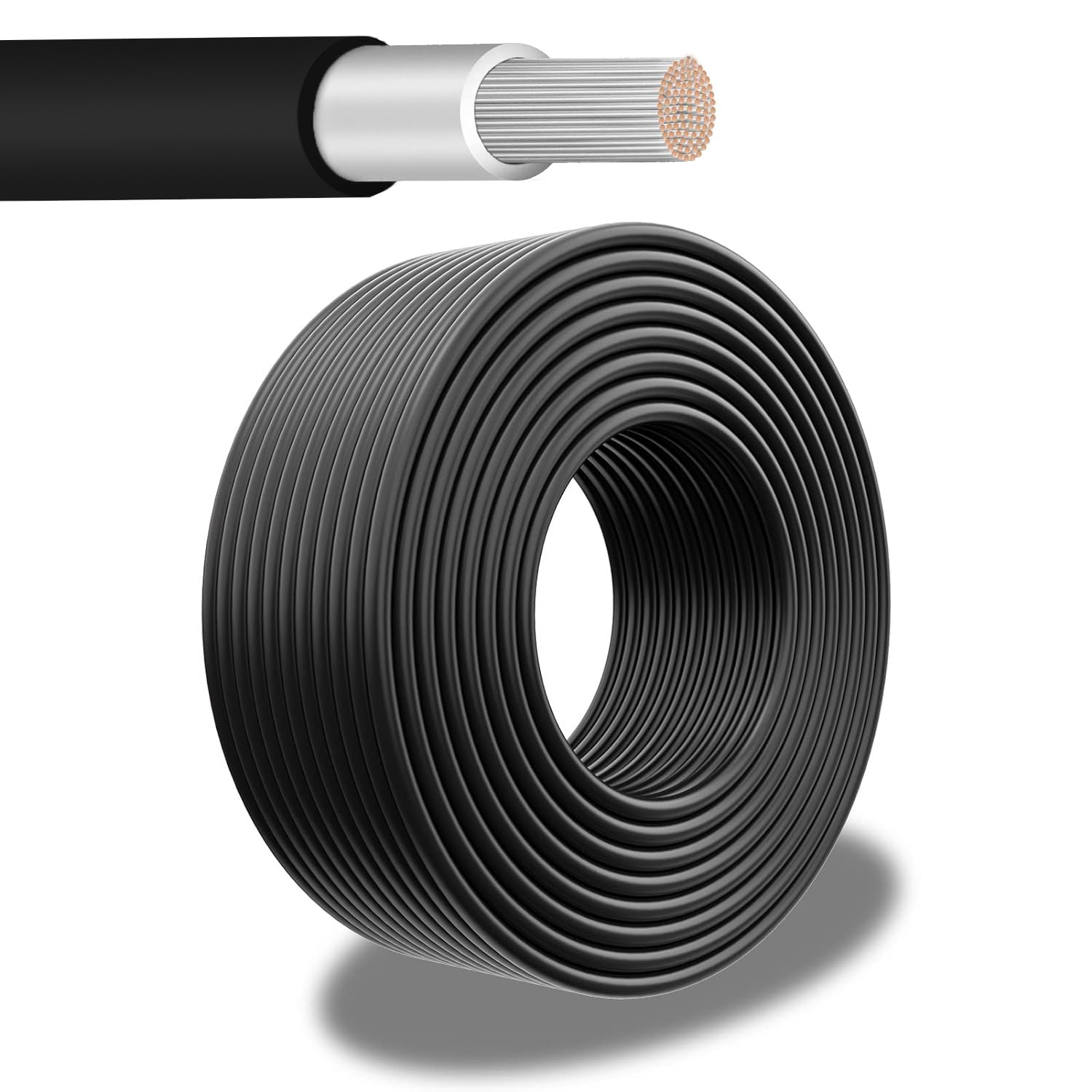 Solarkabel 6mm² Schwarz - 100m - UV-beständig, flexibel, Photovoltaik, PV Kabel, Solar Anschlusskabel für Solarpanel, Wechselrichter & Laderegler (Schwarz, 100m)
