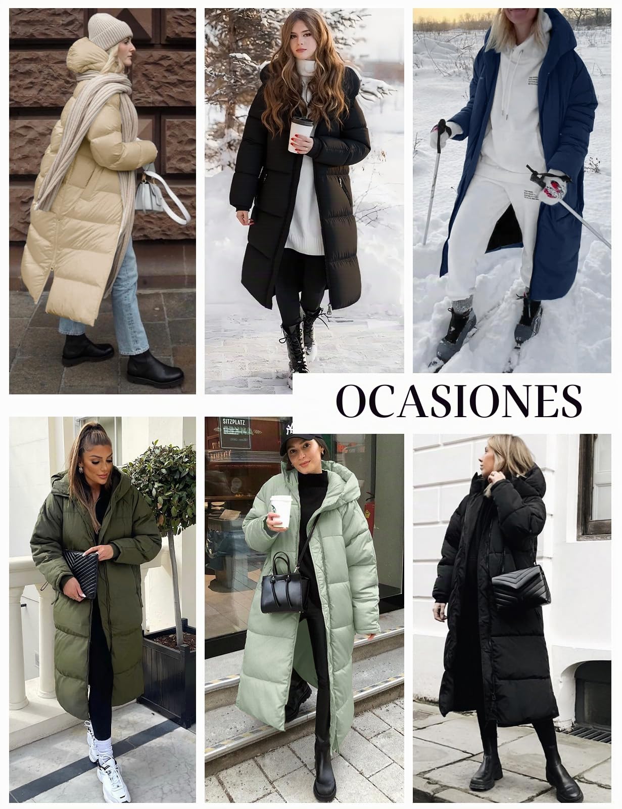 Yuson Girl Abrigos Mujer Invierno Largo Chaqueta Acolchado con Capucha Gruesa Cálido Abrigo Otoño Invierno Elegante Cazadora Cremallera Parka Viento Outwear con Bolsillos