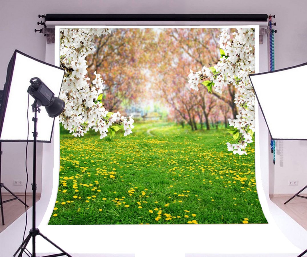 Yeele 20 x 200 cm wiosna malownicze tło do fotografii ogród kwiaty tło kwiaty kwiaty żółte kwiaty park drzewa naturalny krajobraz dziecko dziecko zdjęcie budka winylowa rekwizyty do studia