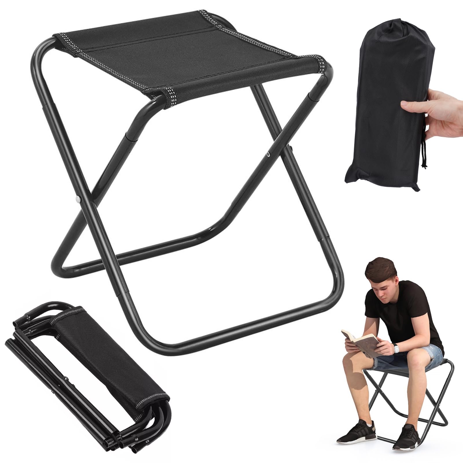 PequeñO Taburete Plegable PortáTil,Taburete Plegable Camping,Taburete Plegable para Camping,Taburete De Camping,Mini Taburete Plegable para Viajes Senderismo Jardín Pesca Barbacoa Playa con Bolsa